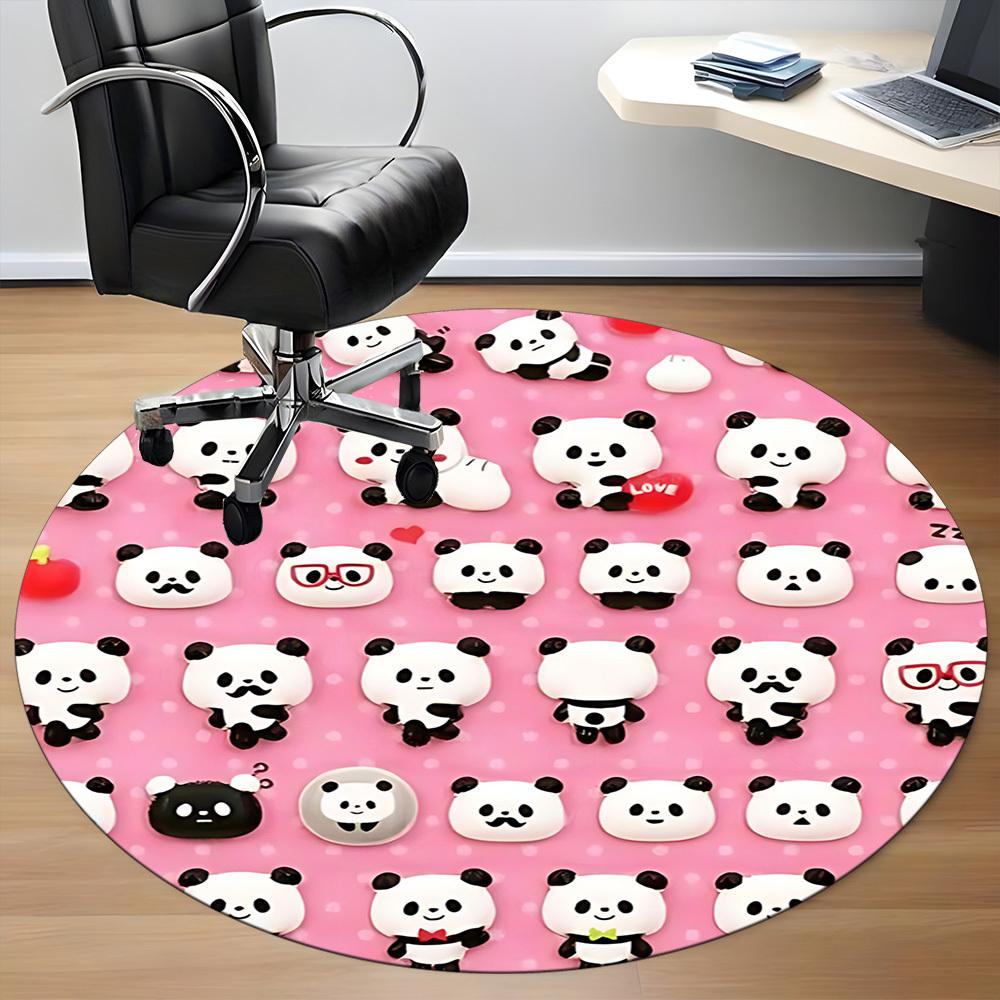 1pc Panda Party Office Round Area Rug, Indoor Mat Suitable For Office, Under Office Chairs Bedroom Living Room Home Decor, Room Deco, 077