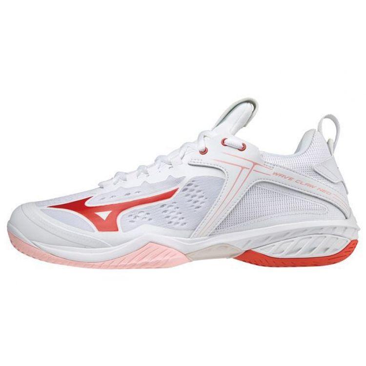 Mizuno Wave Claw Neo Fabric Leather Versatile Comfortable Non-Slip Durable Breathable Low-Top Badminton Shoes Unisex Sneaker Pink White Red 71GA207065