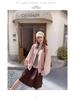 Korean-Style Pink Suede Short Jacket for Women - 2025 Autumn, Hollow Design, Age-Defying, Petite Fit, Fashion-Forward.