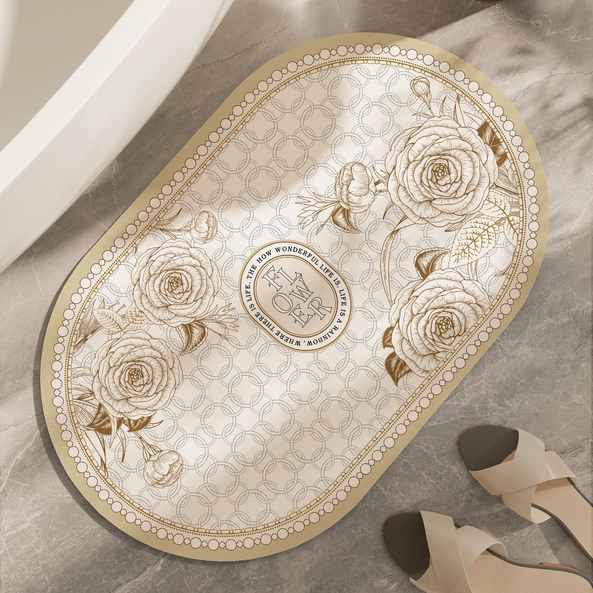 

Home Bathroom Floor Mat Toilet Door Absorbent Quick Drying Anti Slip Mat 40 * 60cm