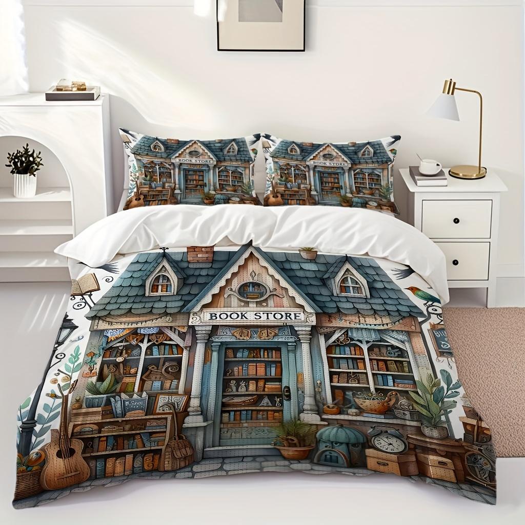 Comforter Book Store Style Bedding Set 3D Printed Single Twin Double Size Home Decor Birthday Gift For Kid