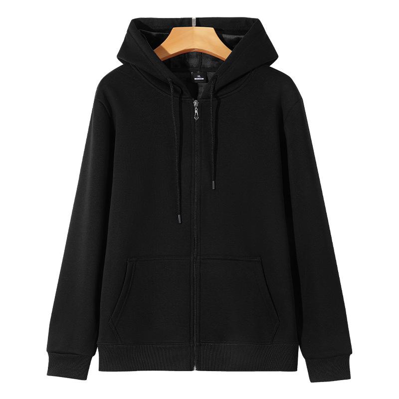 Hua Cotton Unisex Zipper Hoodie Sweatshirt - Comfortable and Loose Fit for Autumn/Winter, 320g 