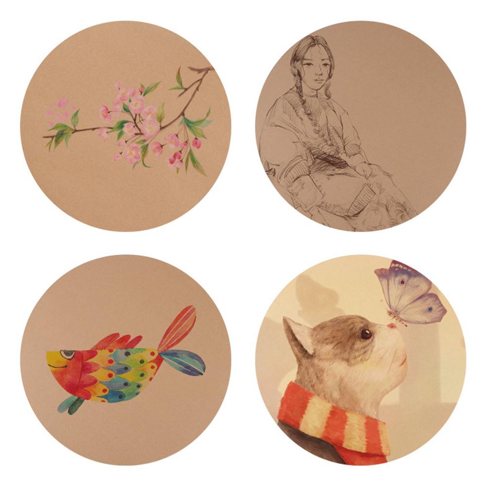 25 Pcs Round Paper Drawing Sketching Thickened Oily Hand Painting Kraft Paper Pad