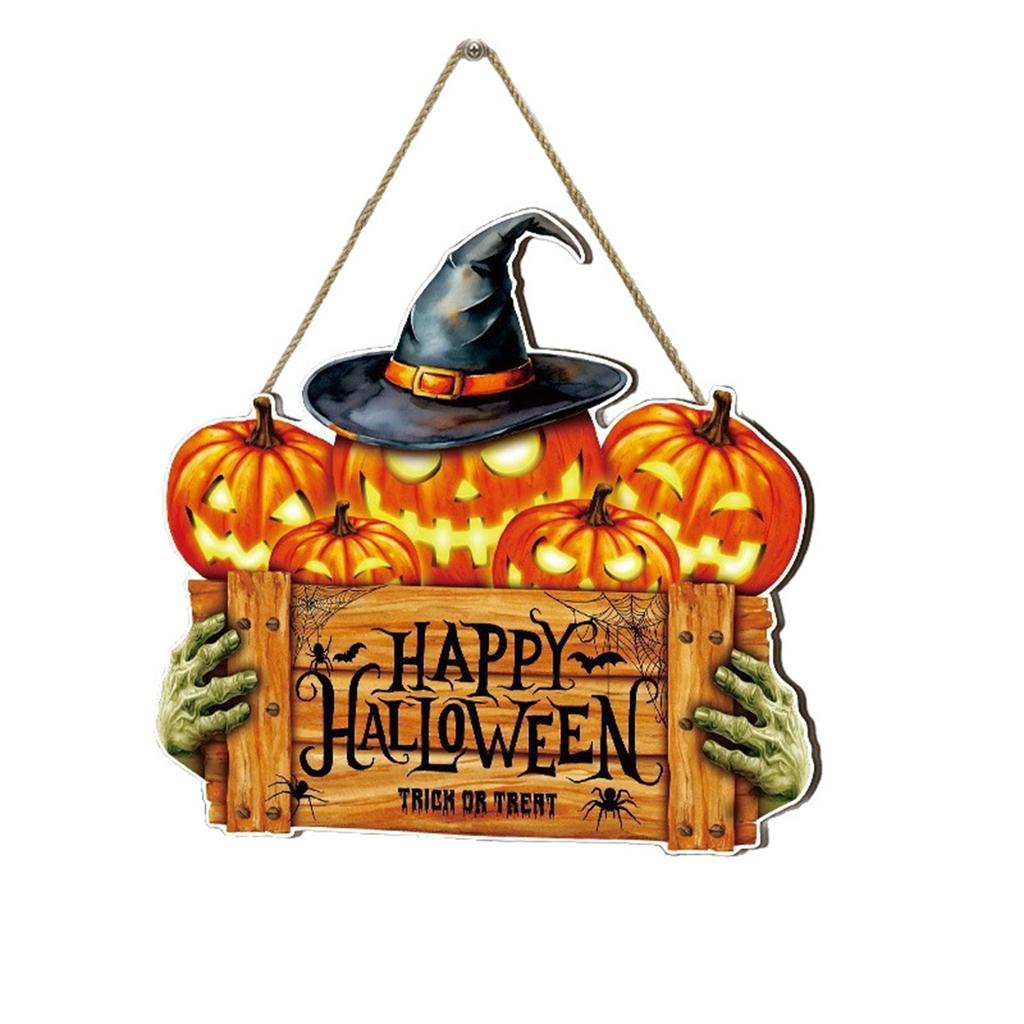 Halloween Pumpkin Door Hanging Welcome Wooden Sign Front Door Home Decoration Wall Hanging