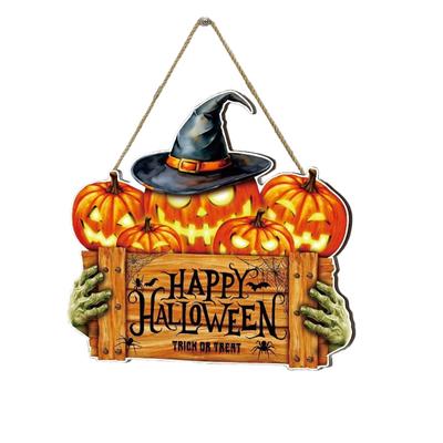 Halloween Kürbis Türhänger Willkommen Holzschild Haustür Heimdekoration Wandbehang