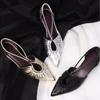 Fashion Summer Temperament Single Shoes Fashion Pointed Toe Hollow Pleated Wear Light Luxury Shallow Soft-soled Sandals