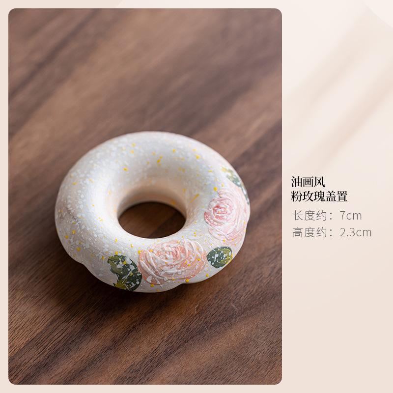 

Hand-painted Rose With Tea Box Organizer Coasters Aesthetic Cup Mat For Coffee Cups Saucer Anti-scald Placemats Cup Holder Cha