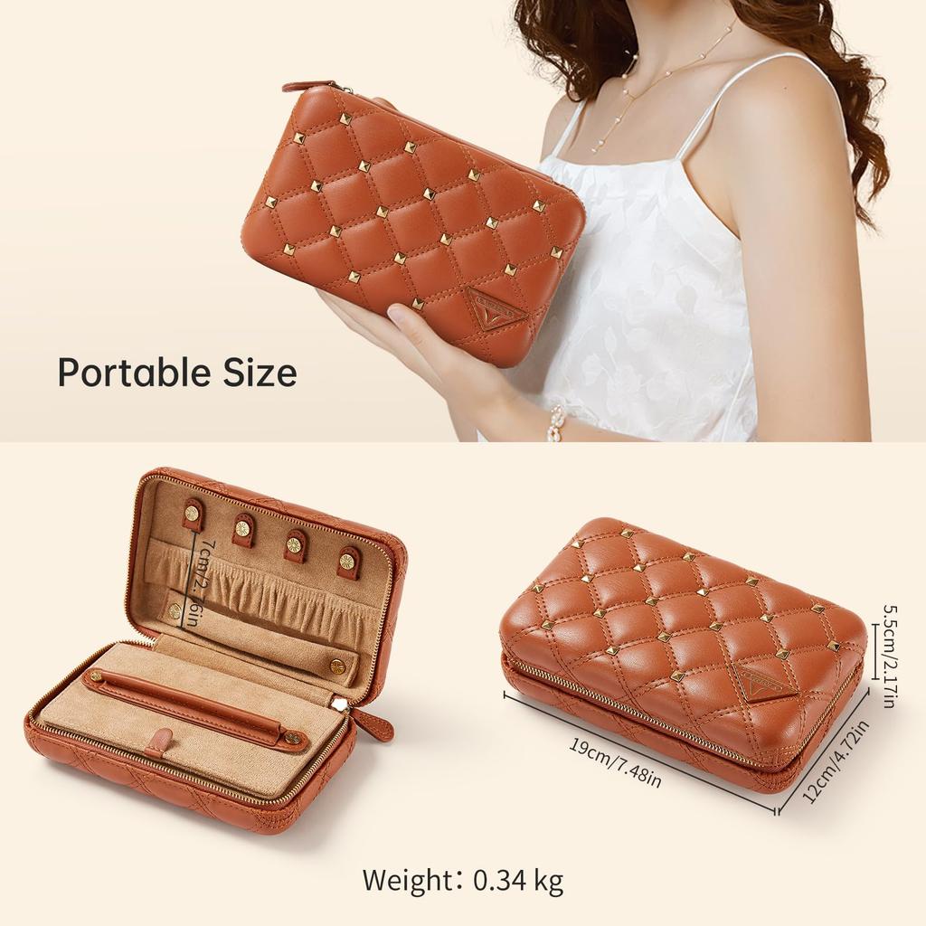 Travel Jewelry Box Diamond Quilted Leather Travel Jewelry Jewelry Organizer for Gift for Women and Girls Vee&In. Organizer, Case,