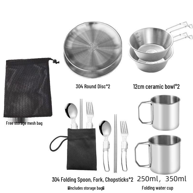 A1R Stainless Steel Camping Set: Portable Snow Cup & Folding Bowl for Outdoor Picnic & Mountaineering