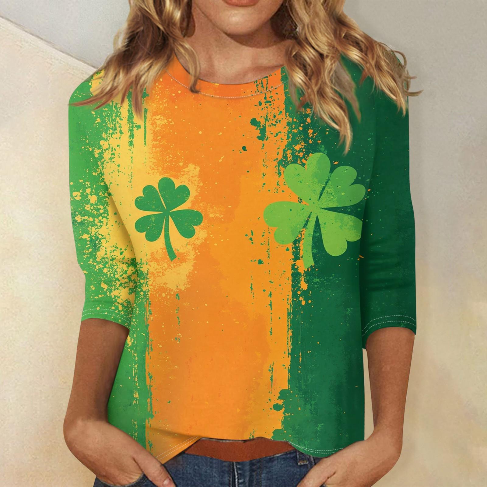 

Женская модная повседневная свободная футболка с круглым вырезом и рукавами 3/4 с принтом, женский топ S оранжевый