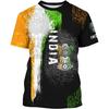 Indien Flagge Print T-Shirt Herrenbekleidung Rundhals Kurzarm T-Shirts 3D Druck Elefantenmuster Street Fashion Trend Neues T-Shirt