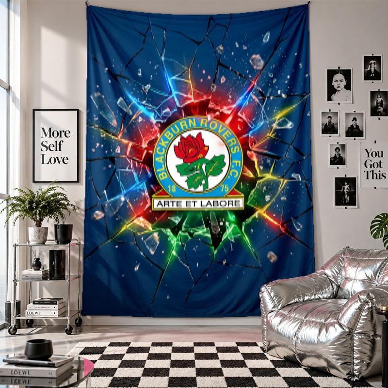 Arazzo da Parete Calcio Blackburn Rovers Decorazione per la Casa Tessuto da Appendere a Parete per Camera da Letto Soggiorno Sfondo