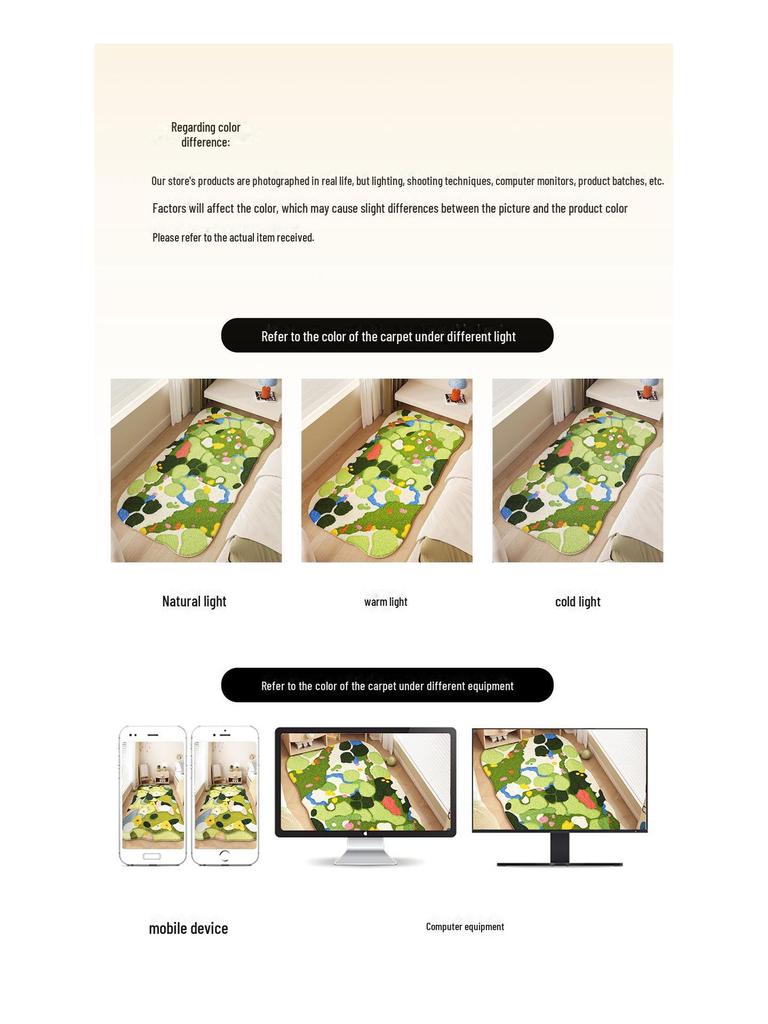 Forest Moss Shaped Anti-Dirt Plush Rug for Bedroom or Balcony