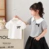 2025 Girls' Stylish College Style White Short Sleeve T-shirt - Versatile and Sweet Summer Top