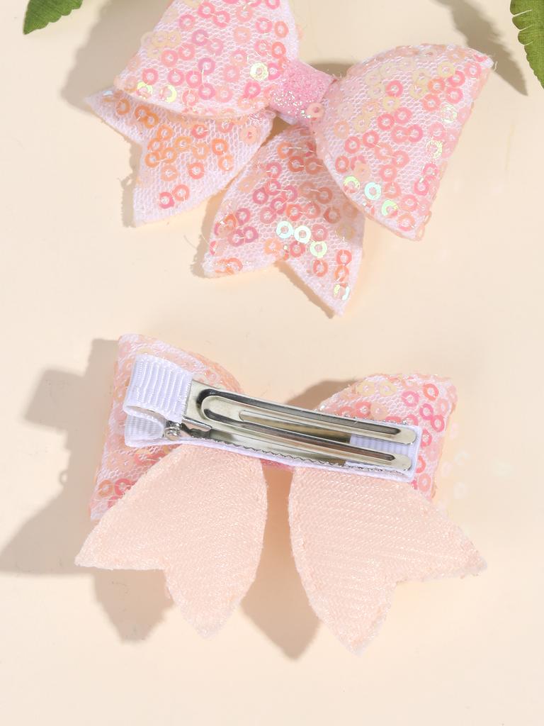 2pcs Sequin Girls Hair Bows,Shining Mesh Bow Hair Clips for Kids,Exquisite Hairpins with Tail,Kids Glitter Hair Clips Headwear