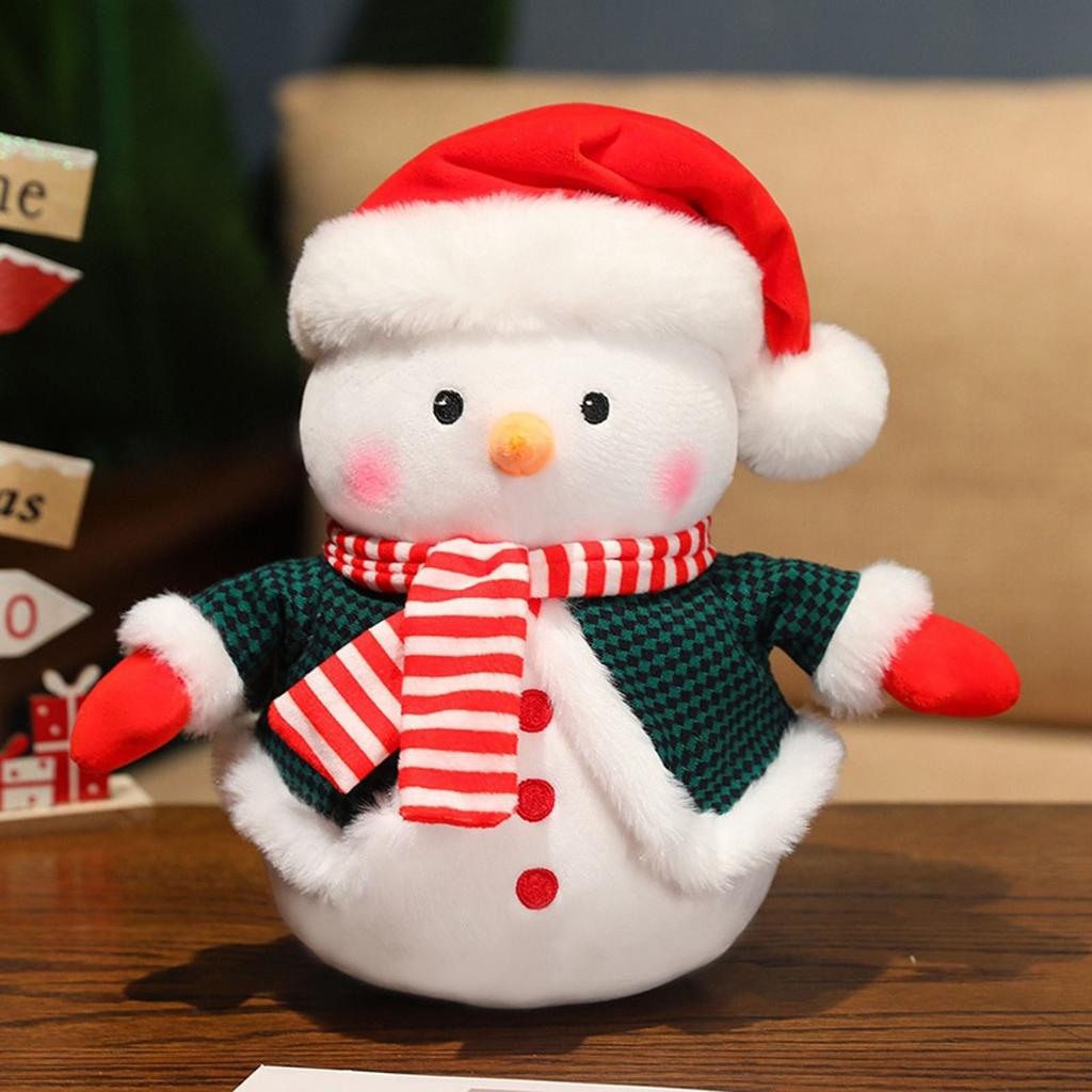 Christmas Snowman Plush Toy Soft Stuffed Doll Decorative Holiday Home Decor Festive Gift