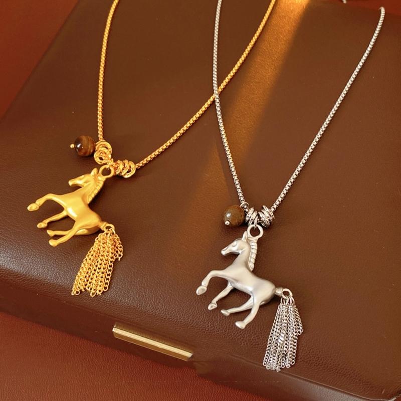 Horse Zodiacs Themed Gift Necklace Featuring Horse Pendant Vintage Metal Finish Ideal for Birth Year Celebrations