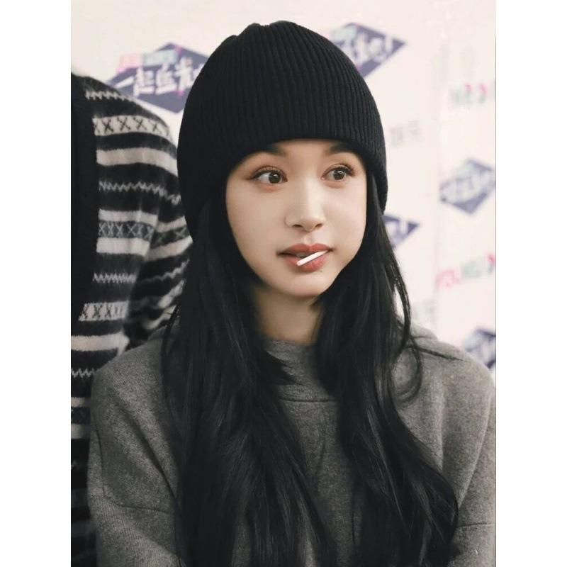 White Knitted Hat Women's Autumn and Winter Tide Fashion Versatile Solid Color Big Head Circumference Wool Pullover Hat Confinement Cold Hat