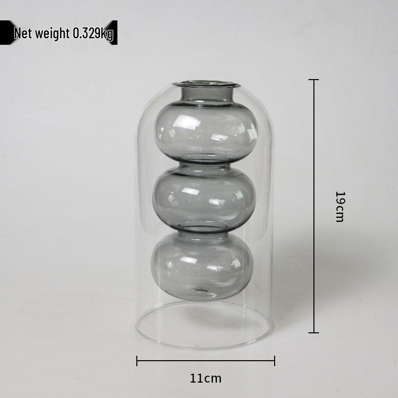 European Glass Rattan Aroma Vase - Double Layer, Colored Glass, Flameless Hydroponic for Living Room