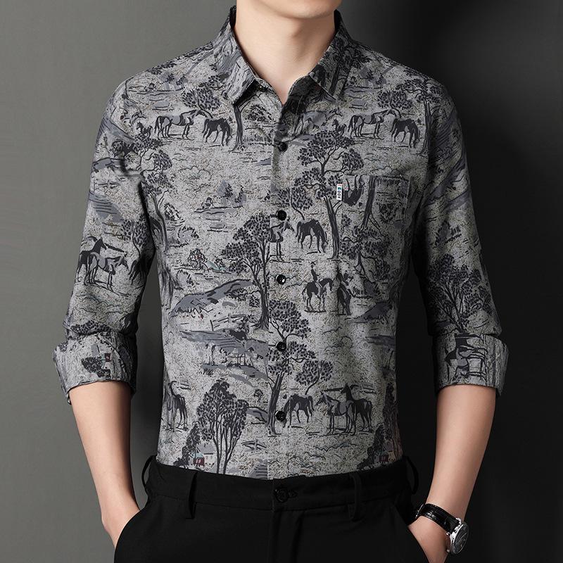 Весенние и осенние модные персонализированные принтованные тонкие рубашки с длинными — фото 3