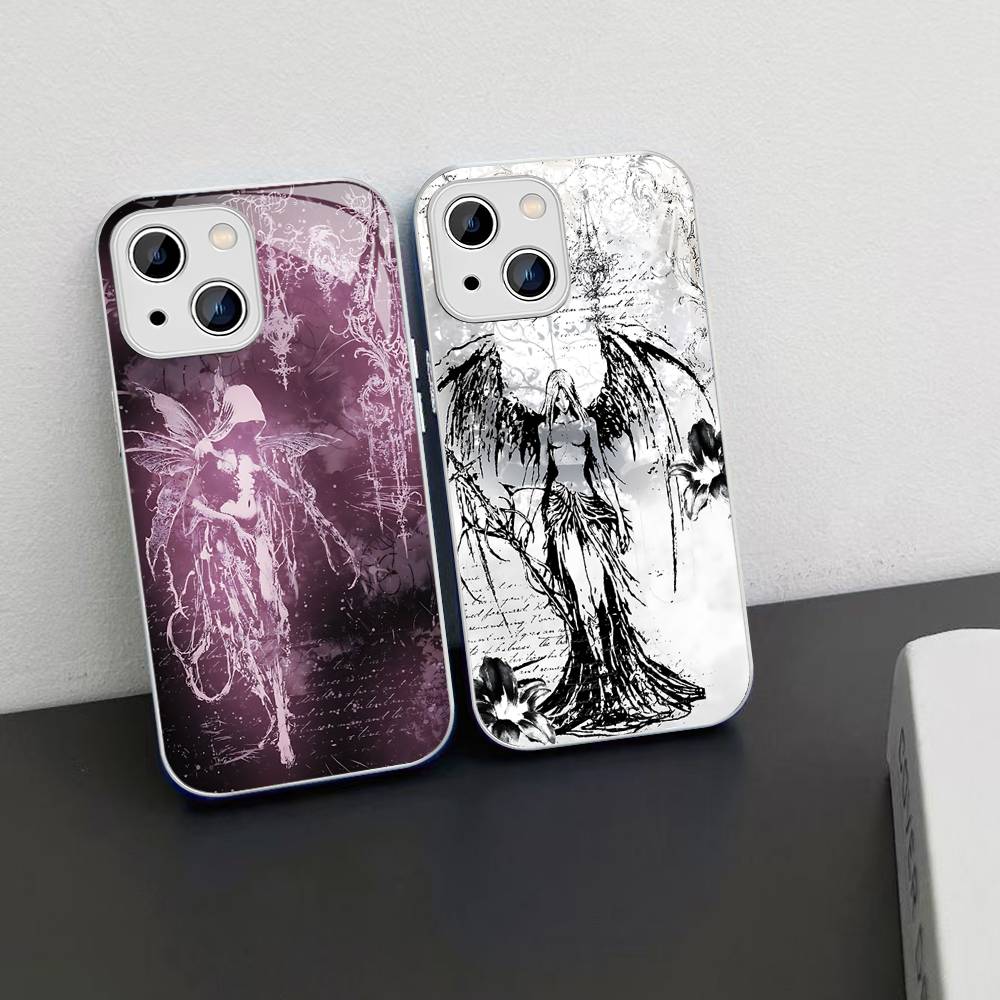 Coquette Witch Dark Cross Acrylic Tempered Glass For Iphone 14 13 12 11 Pro Mini XS MAX 14Plus X XS XR Fundas