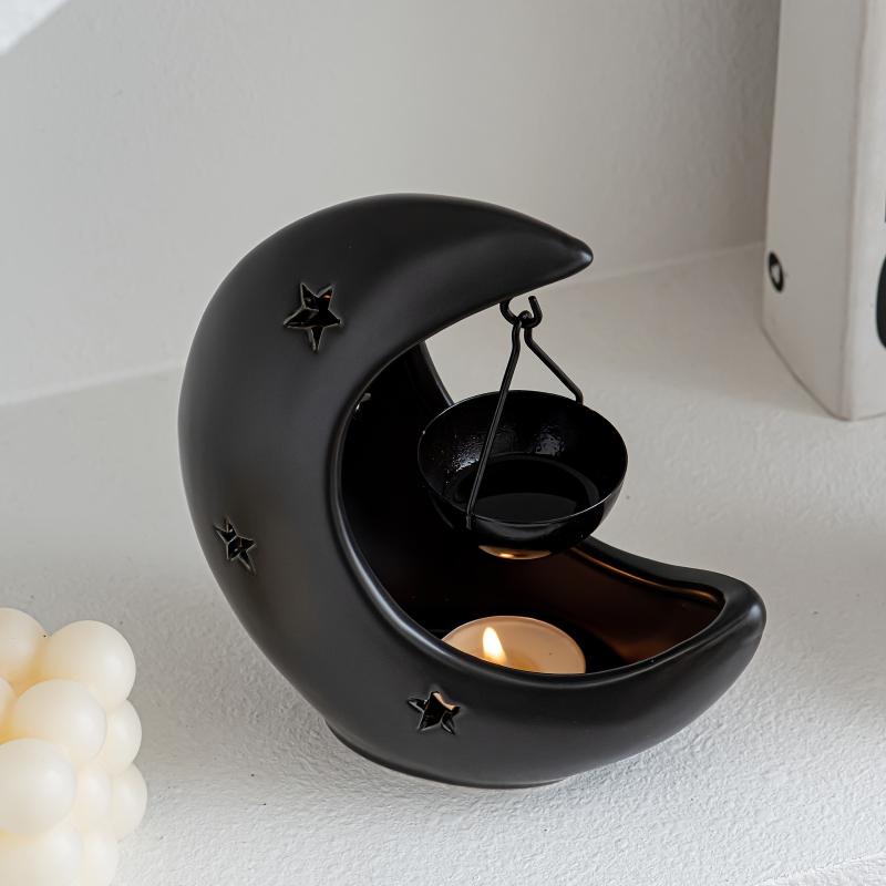 1PC Essential Oil Diffuser Home Decor Eid Gift Ceramic Living Room Black White Middle Eastern Candle Holder Creative