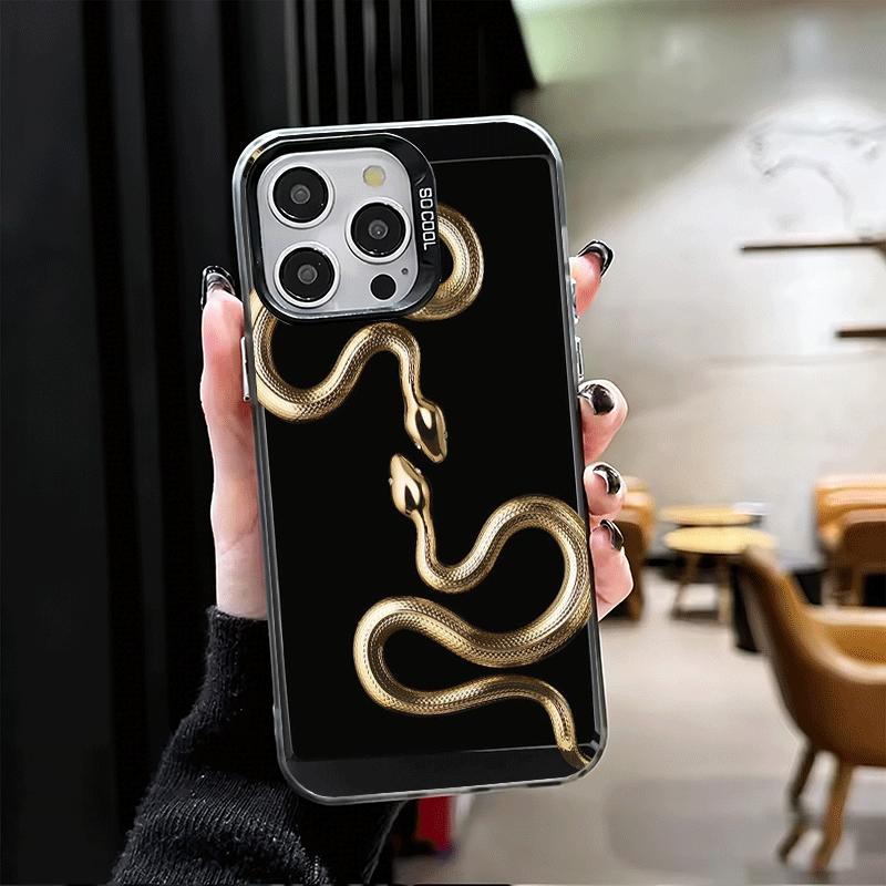 Schwarze Schlangen-Doodle Stoßfeste Handyhülle für iPhone 17 Air 16 16E 15 Pro Max 14 Plus 13 Mini 12 Rückseite Anti-Fall Fundas