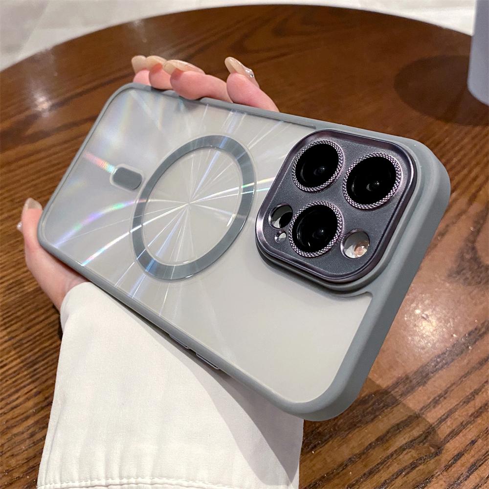 Aurora Laser Magnetic Clear Case For iPhone 15 14 Plus 13 11 12 Pro Max For Magsafe Wireless Charge CD Pattern Transparent Cover