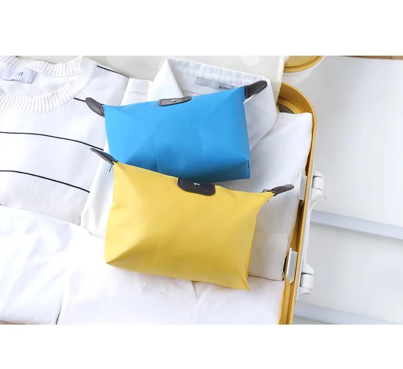 Creative Dumplings Shape Cosmetic Bag Women Fashion Striped Make Up Kit Small Makeup Bag Portable Travel Organizer Storage Bags