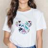 Disney Castle 90S Tops Mickey Mouse Cotton T-shirts Pink Minnie Graphic Kid Shirt Fashion Blouses Summer Women Harajuku Clothing