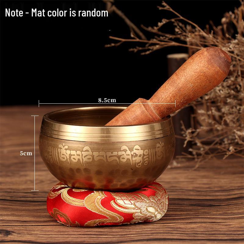 Nepal Bronze Six-Syllable Mantra Tibetan Singing Bowl for Meditation and Incense, Buddha Sound and Chime Bowl.