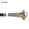 Golden Resin Double Snake Head Cobra Walking Cane Fashion Decorative Steel Stick Gentleman Elegant Cosplay Cane Crosier 94cm