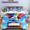 3pcs Duvet Cover Set (1*Duvet Cover + 2*Pillowcase, Without Core), Blue Smurfs Print Bedding Set, Bedroom Decor, All‑Season, Birthday Gift