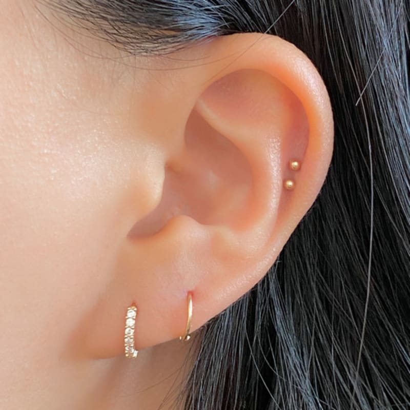 Taupe [Exclusive] 14k Gold Daily Layering Set - Hoop Earrings & Piercing