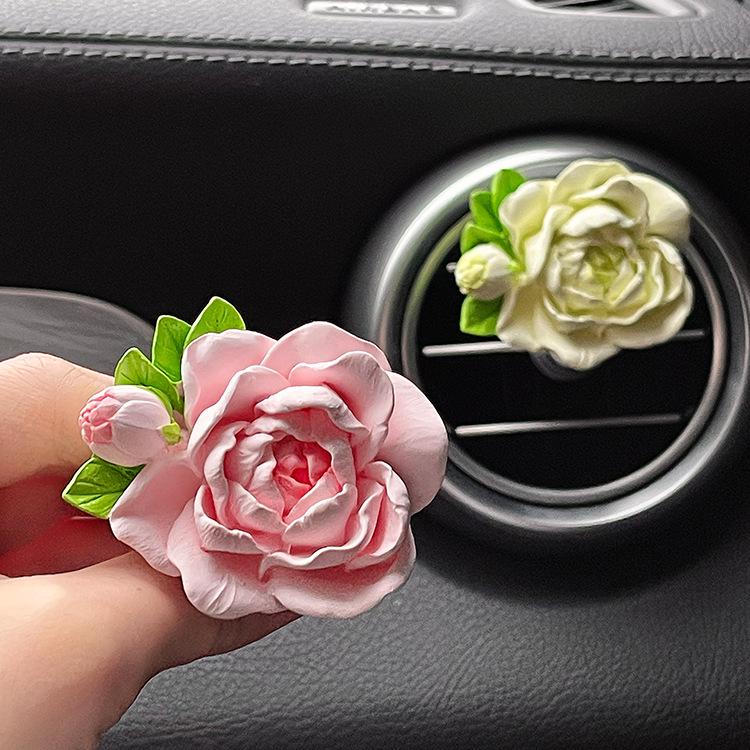 Jasmine Car Air Freshener & Vent Decoration - Stone Fragrance Flower Ornament for Women