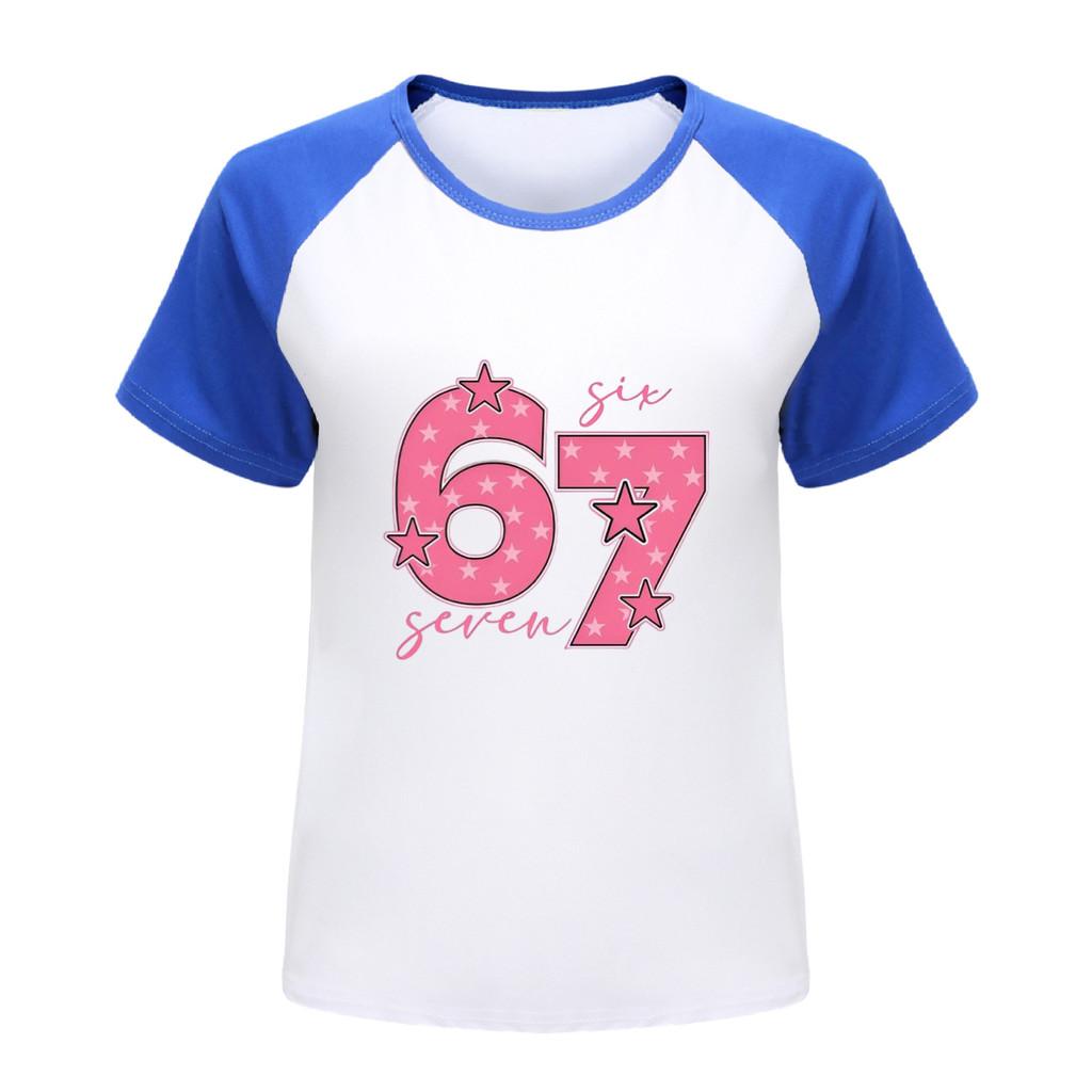 5291 Kids Boys Girls Brainrot 67 Printed Soft Raglan T-Shirt