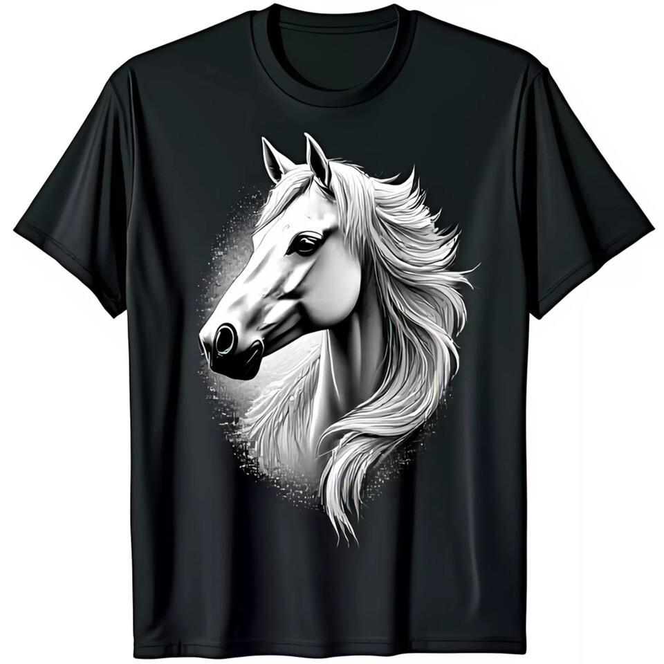 Elegant Black T-Shirt with Subtle Horse Unisex Black T-Shirt S