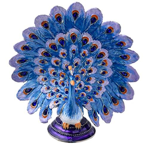 

Blue Peacock Figurine, Decorative Peacock Trinket Box, Hinged Jewelry Box with Silver Crystal Enamel, Animal Keepsake, Bird Lover Gift for Special Occ