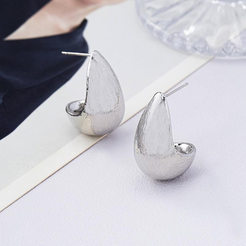 Minimalist Waterdrop Earrings Women Sterling Post With Real Gold Plating Matte Brushed Finish Lightweight Elegant