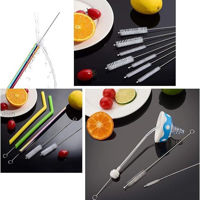 10-Piece Stainless Steel Straw & Cup Cleaning Brush Set with Long Handle