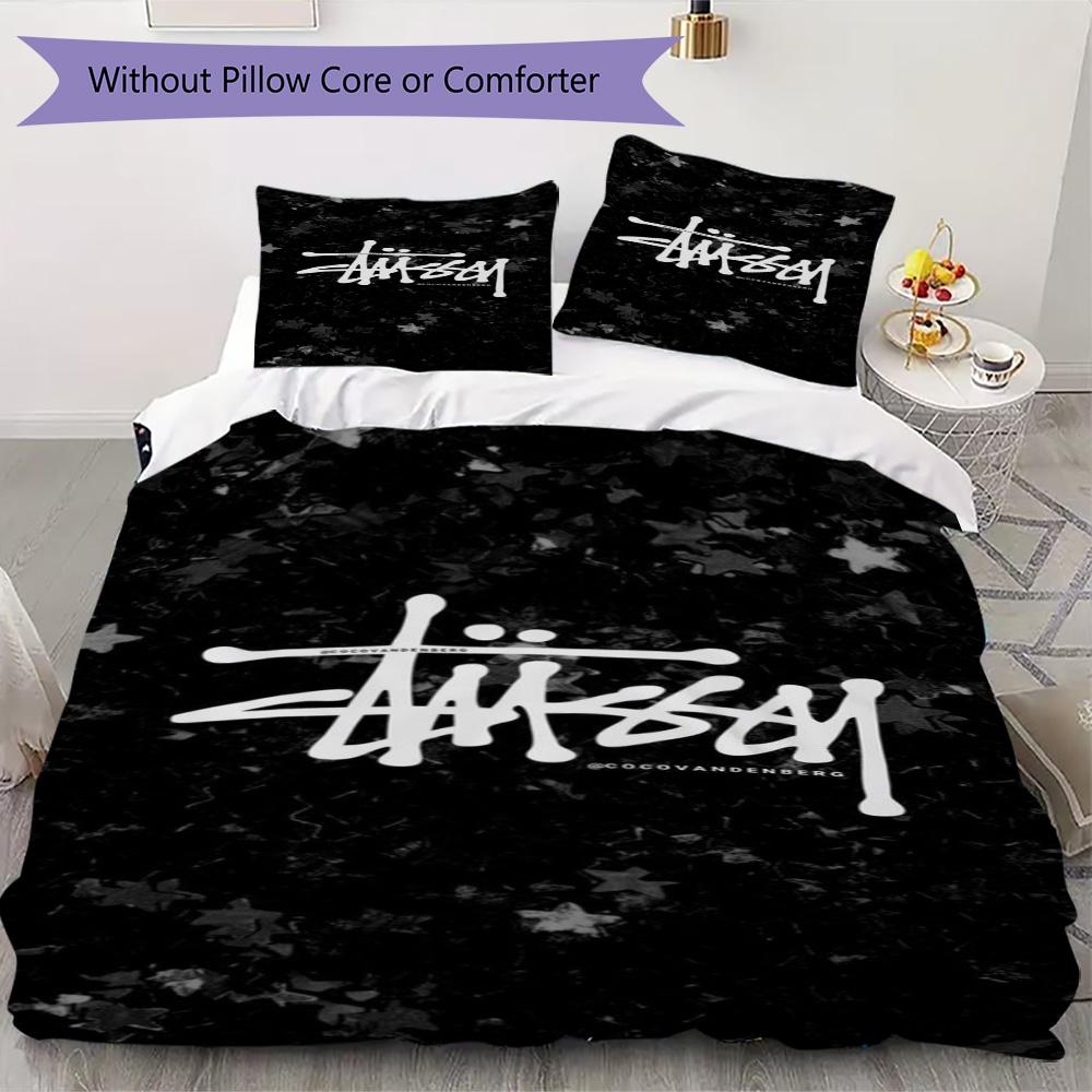 Black Star Background Signature Logo 3Pcs Bedding Set, Minimal Street Duvet Cover & 2 Pillowcases