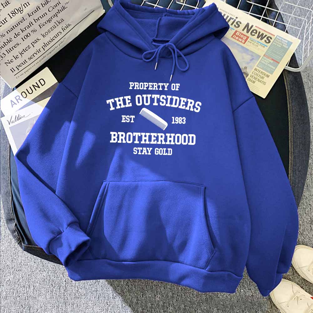 Property of The Outsiders Est 1983 Brotherhood Hoodies Stay Gold Letter Printing Sweatshirts Ropa De Mujer Sudaderas Men Clothes