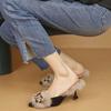 Korean version design niche imperial sister wind fluffy slippers annual wear thin heel winter slippers high heel half drag