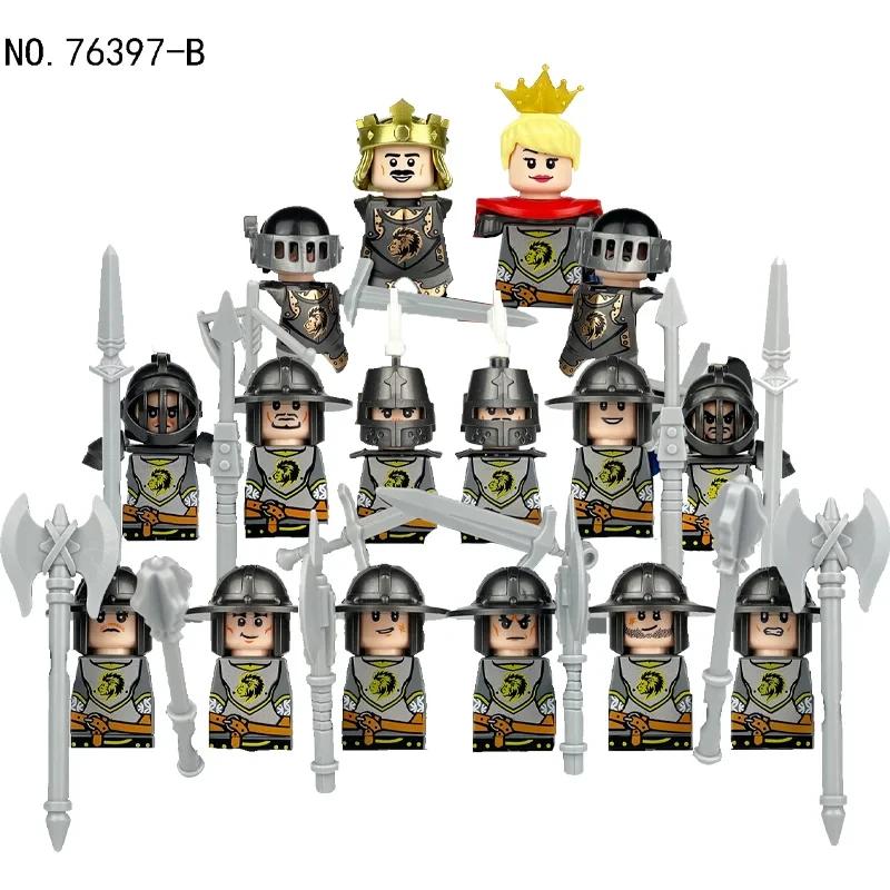 MOC Medieval Lion King Castle Knight Building Blocks Figure Accessories War Horse Cavalry Warrior Crusaders Toy Gift Bricks N029