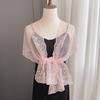 Elegant Embroidery Wide Version Lace Streamer Temperament Pearl Scarf Spring and Autumn Thin Shoulder Decorative Silk Women