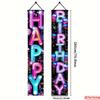 Happy Birthday Porch Sign Neon Hooks Easyhang 1 Pair Polyester 30x180cm Indoor Outdoor Decor