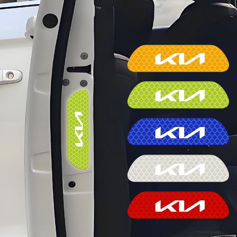 MYMX8 4PCS Car Door Sticker Safety Warning Reflective Mark For KIA Rio Ceed Sportage Cerato Soul
