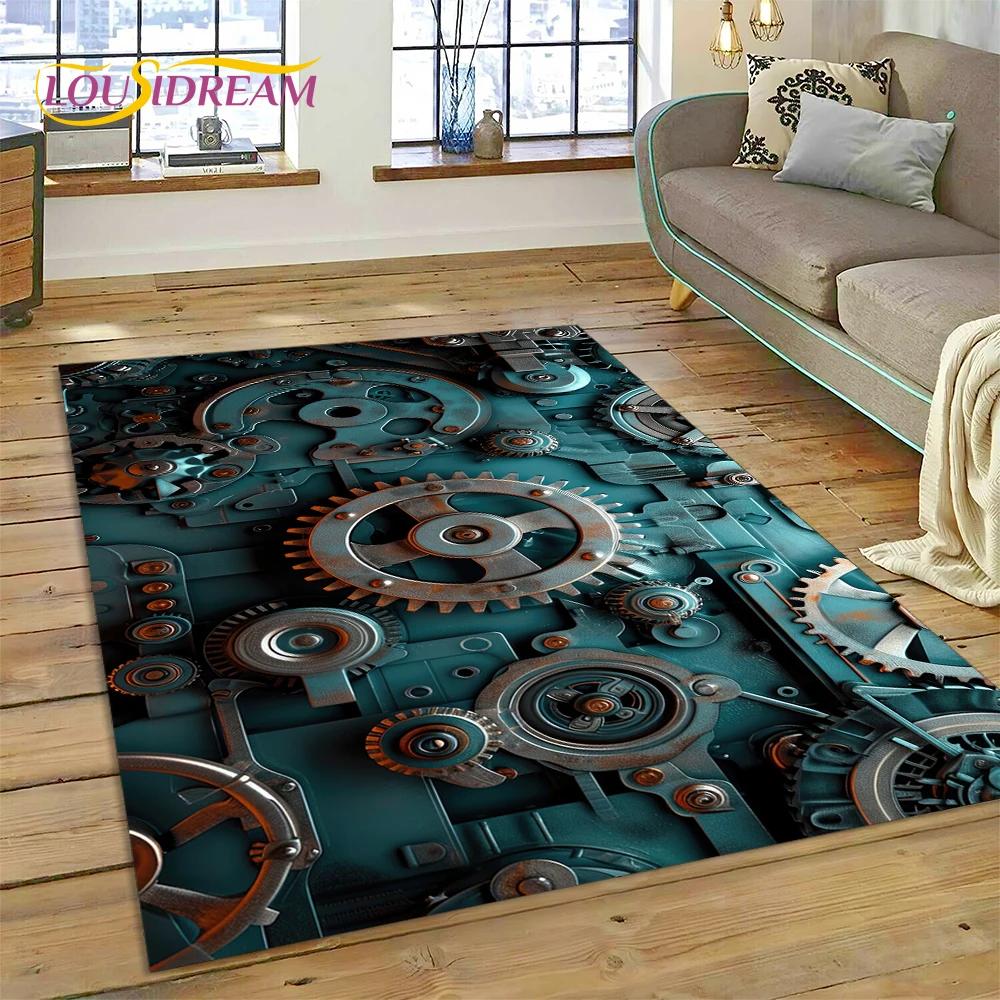 3D Mechanical Cogs Gears Steampunk Rug Carpet for Living Room Bedroom Decor,floor Mat Non-slip Decoration for Sofa Doormat Gifts