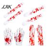 Festive Atmosphere Decorations Halloween Horror Gloves, Creepy Red Hand Cosplay Prop for Party, Party Spooky Costume Accessory Haunted House, Trick or