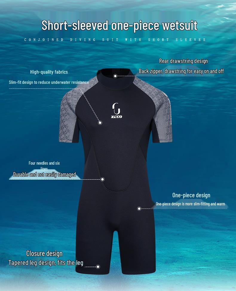 ZCCO 3mm Unisex Short Sleeve Wetsuit - Warm Diving, Surfing, Cold Protection